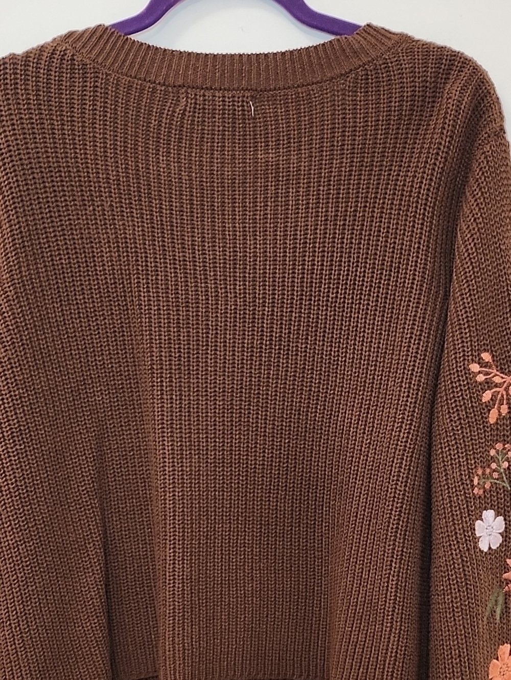 Francesca's Hailee embroidered pullover sweater colorful floral bell Sleeves L - Picture 8 of 14